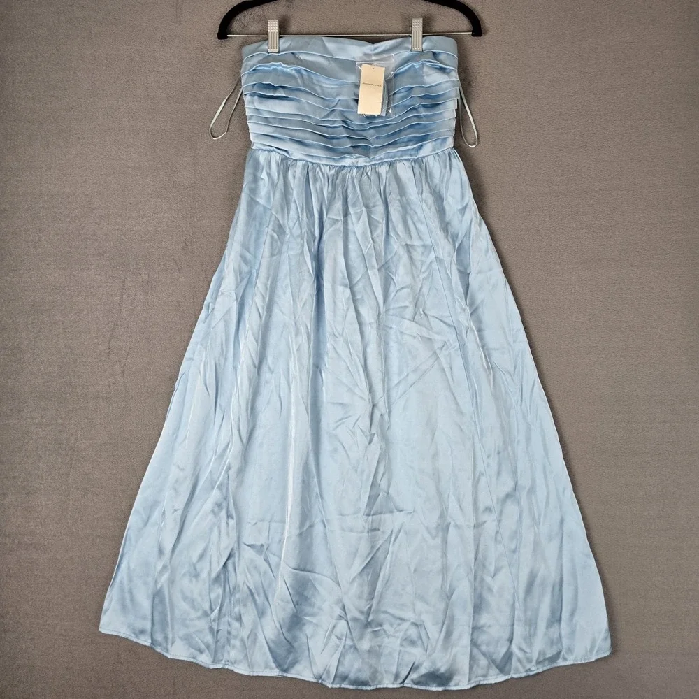 Abercrombie & Fitch Dress Womens Small Petite Light Blue Stain Maxi Prom NWT